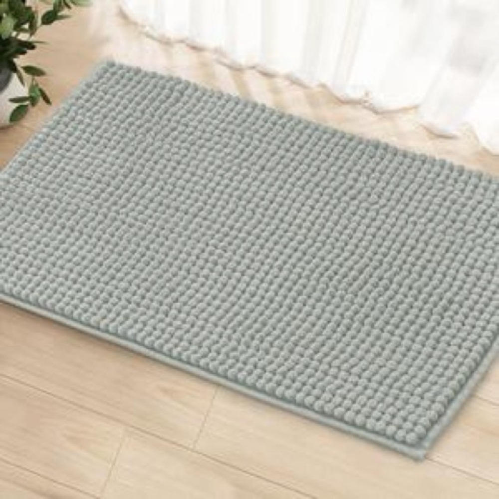 SUBRTEX Bathroom Rugs Chenille Bath Mat Machine Washable(Light Gray,16" x 24"